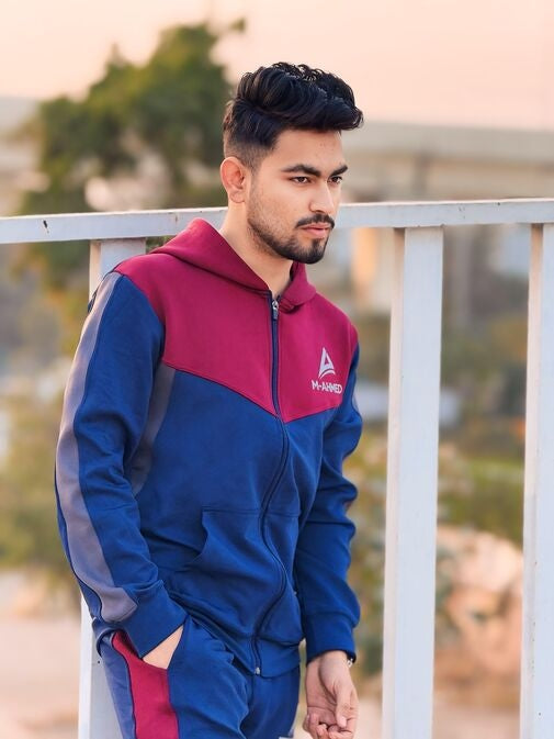 M. Ahmed's Red & Blue Tracksuit – Top & Bottom Set