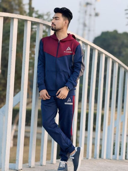 M. Ahmed's Red & Blue Tracksuit – Top & Bottom Set