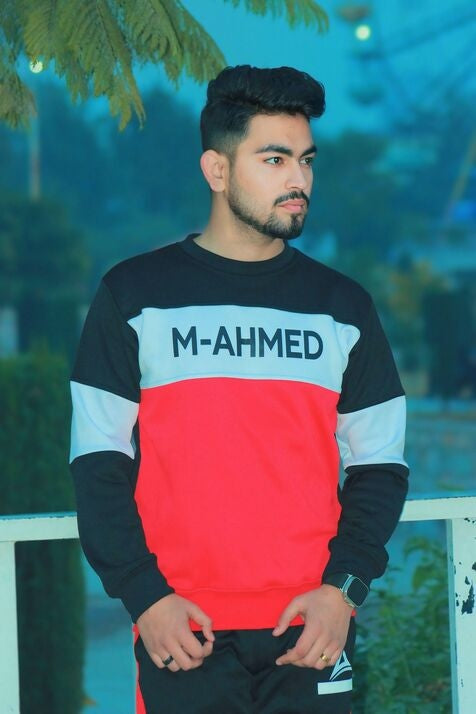 M-Ahmed Gym Tracksuit | Black, White And Red