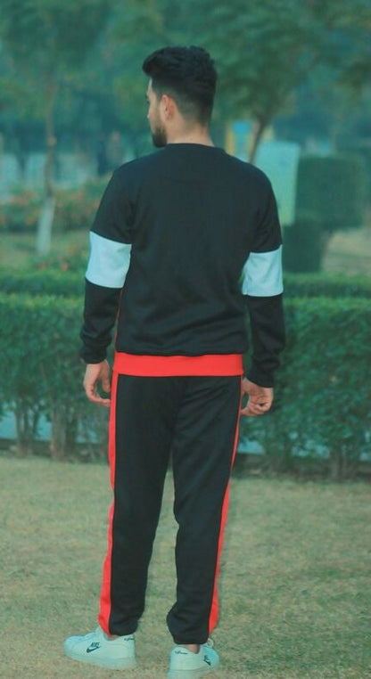 M. Ahmed's Tri-Color Velocity Tracksuit – Top & Bottom Set